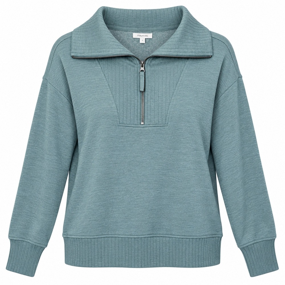 Maurices Womens S Sage Green Quarter Zip Pullover Sweatshirt Oversized Cozy